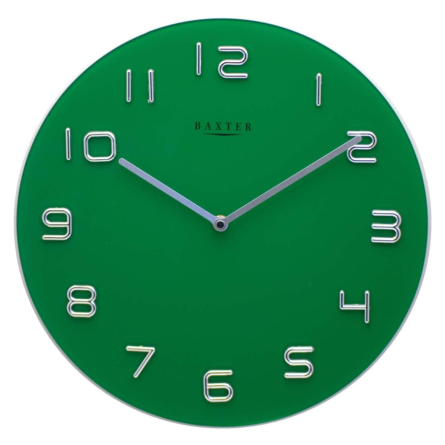 Baxter Round Glass Wall Clock Green 35cm PW7007GRN