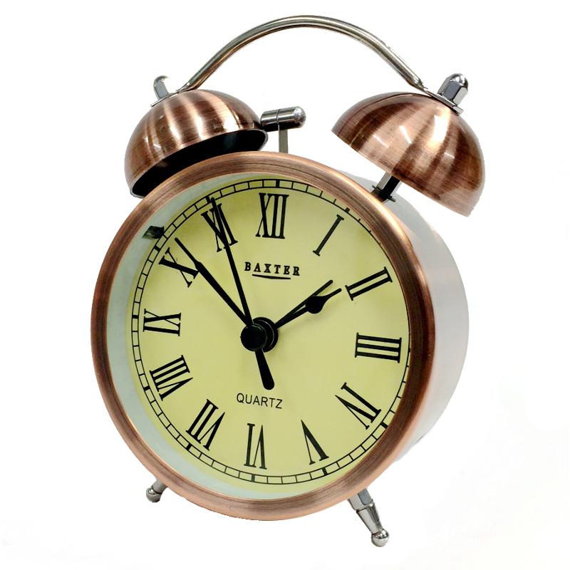 Baxter Twin Bell Roman Alarm Clock Brass 9cm B3 2BRS 1