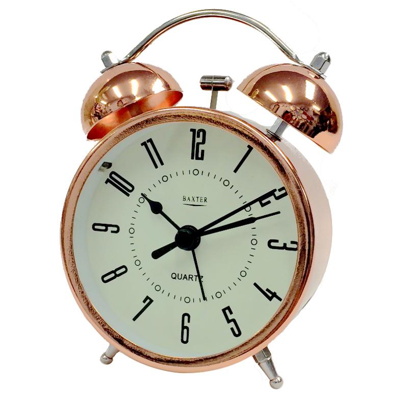 Baxter Twin Bell Roman Alarm Clock Copper 9cm B3 2COP 1