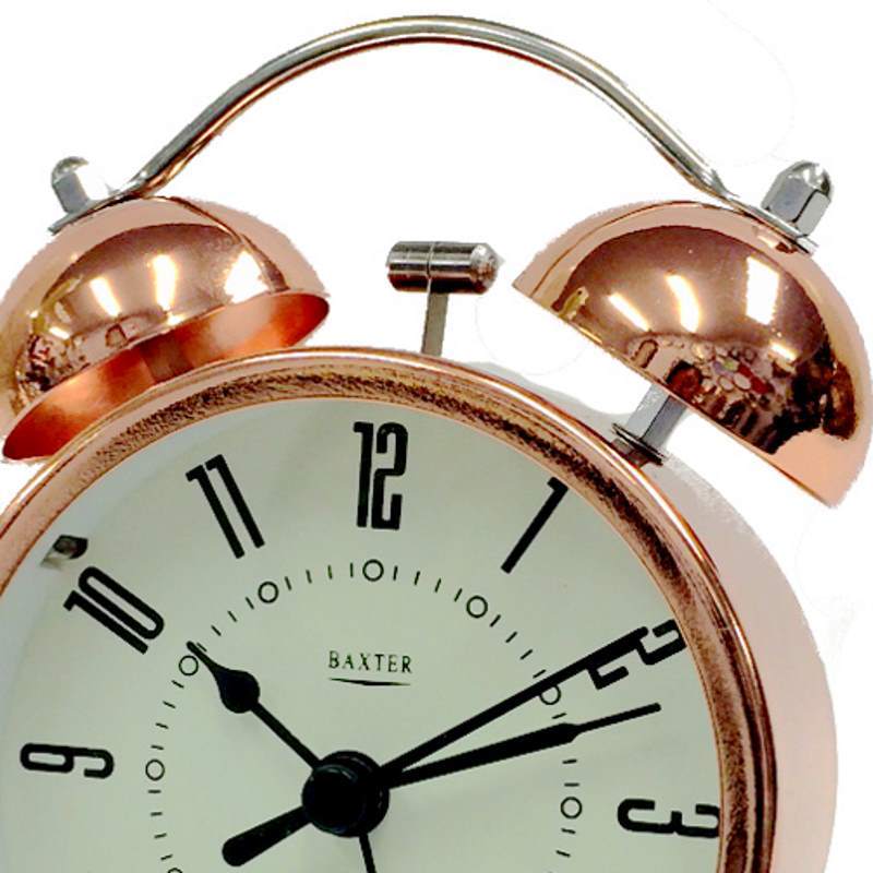Baxter Twin Bell Roman Alarm Clock Copper 9cm B3 2COP 2