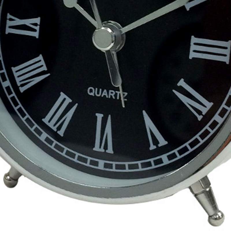 Baxter Twin Bell Roman Alarm Clock Silver 9cm B3 2SIL 3