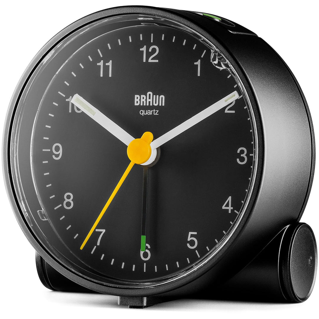 Braun Classic Analogue Alarm Clock Black Dial Black Case 7cm BC01B 2