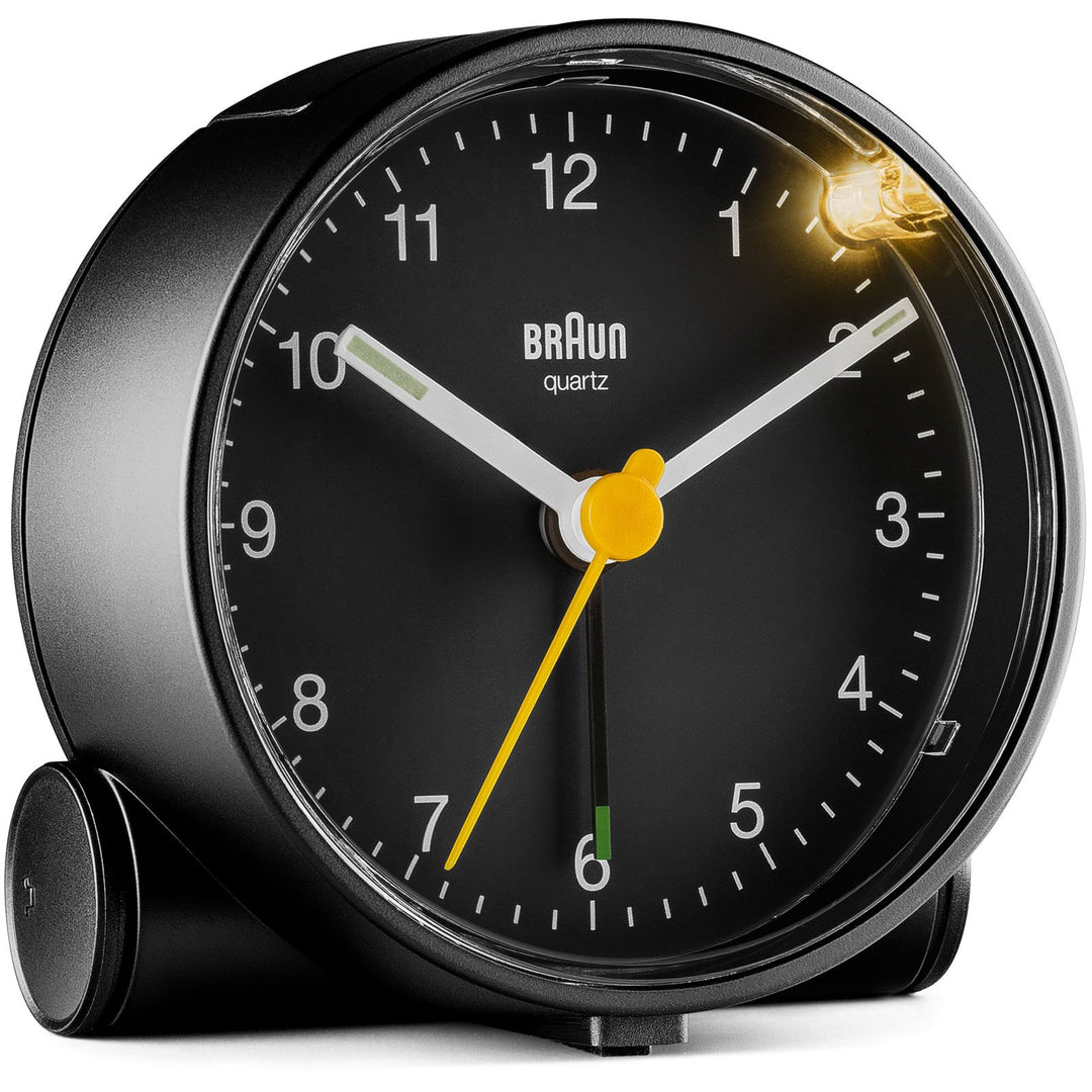 Braun Classic Analogue Alarm Clock Black Dial Black Case 7cm BC01B 3