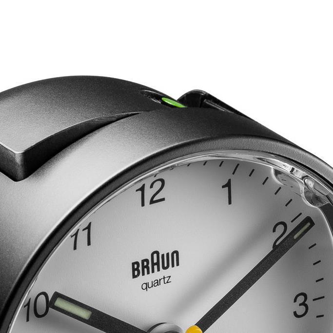 Braun Classic Analogue Alarm Clock Black Dial White Case 7cm BC01BW 5