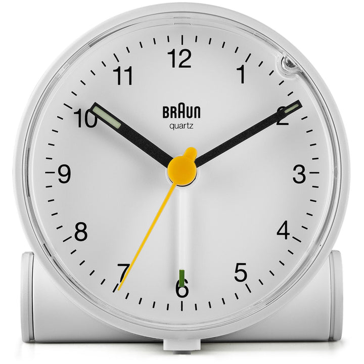 Braun Classic Analogue Alarm Clock White Dial White Case 7cm BC01W 1