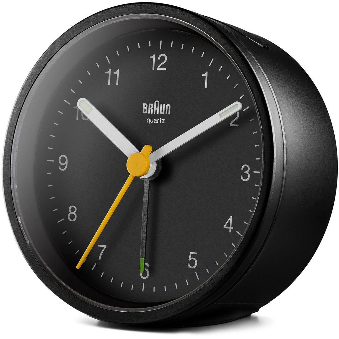 Braun Classic Round Analogue Alarm Clock Black Dial Black Case 8cm BC12B 2