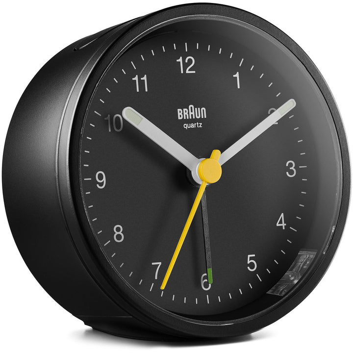 Braun Classic Round Analogue Alarm Clock Black Dial Black Case 8cm BC12B 3