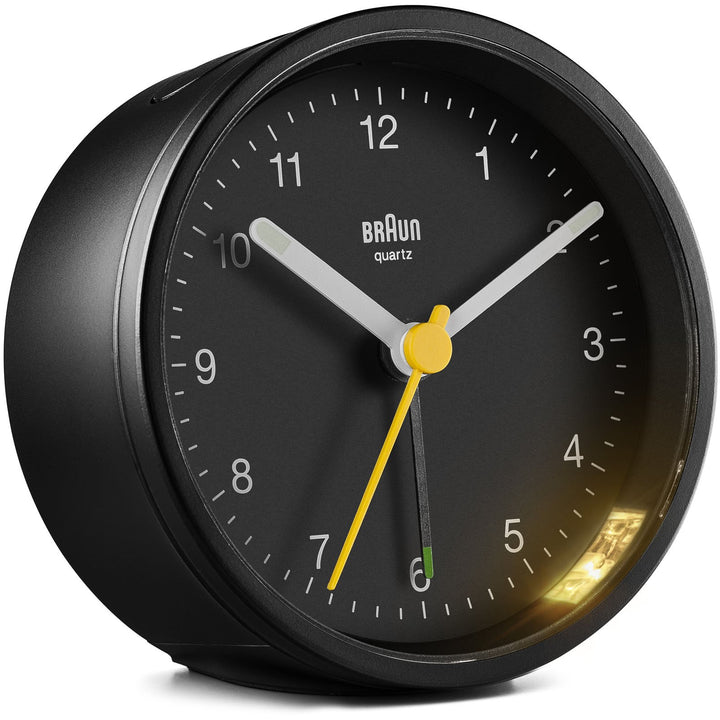 Braun Classic Round Analogue Alarm Clock Black Dial Black Case 8cm BC12B 4