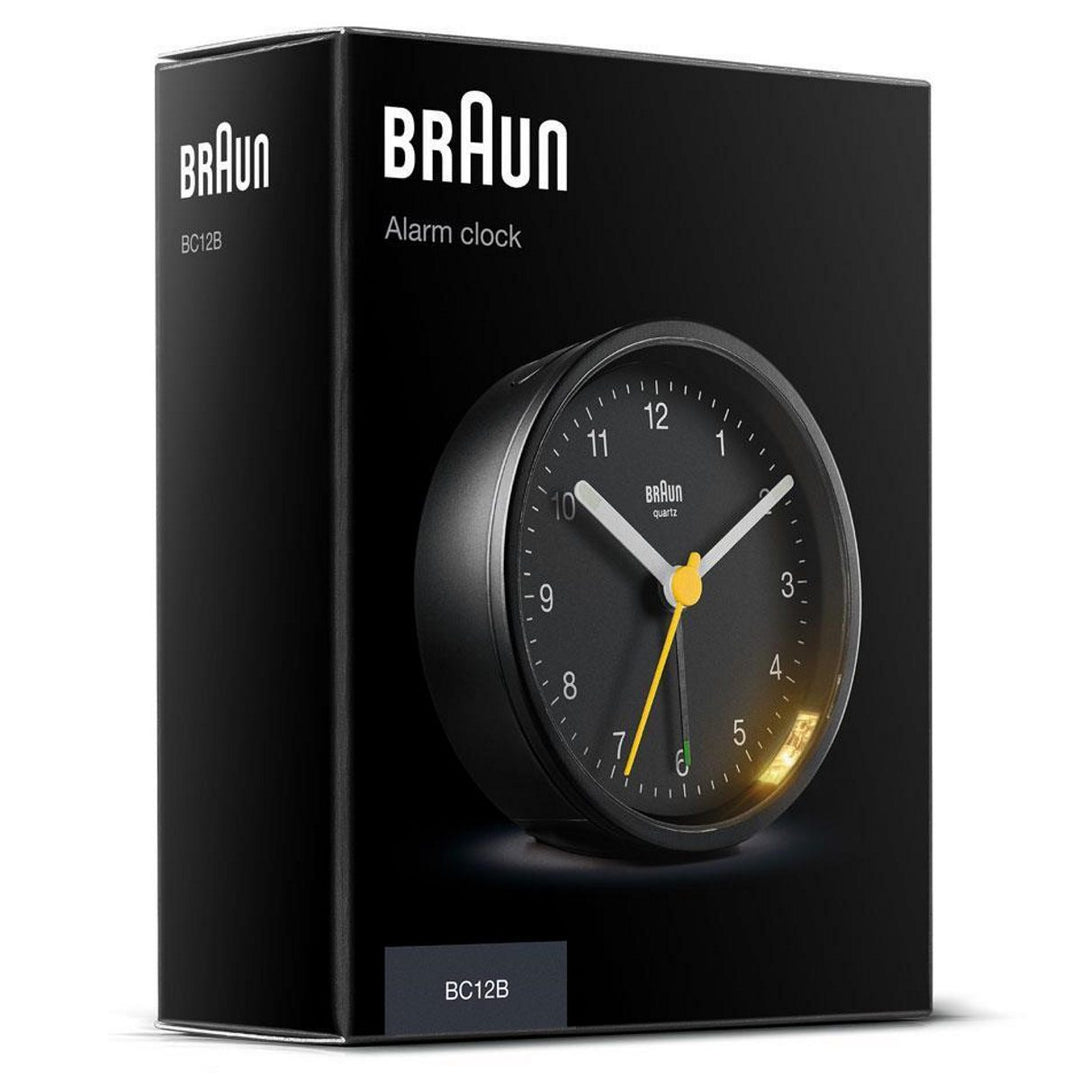 Braun Classic Round Analogue Alarm Clock Black Dial Black Case 8cm BC12B 7