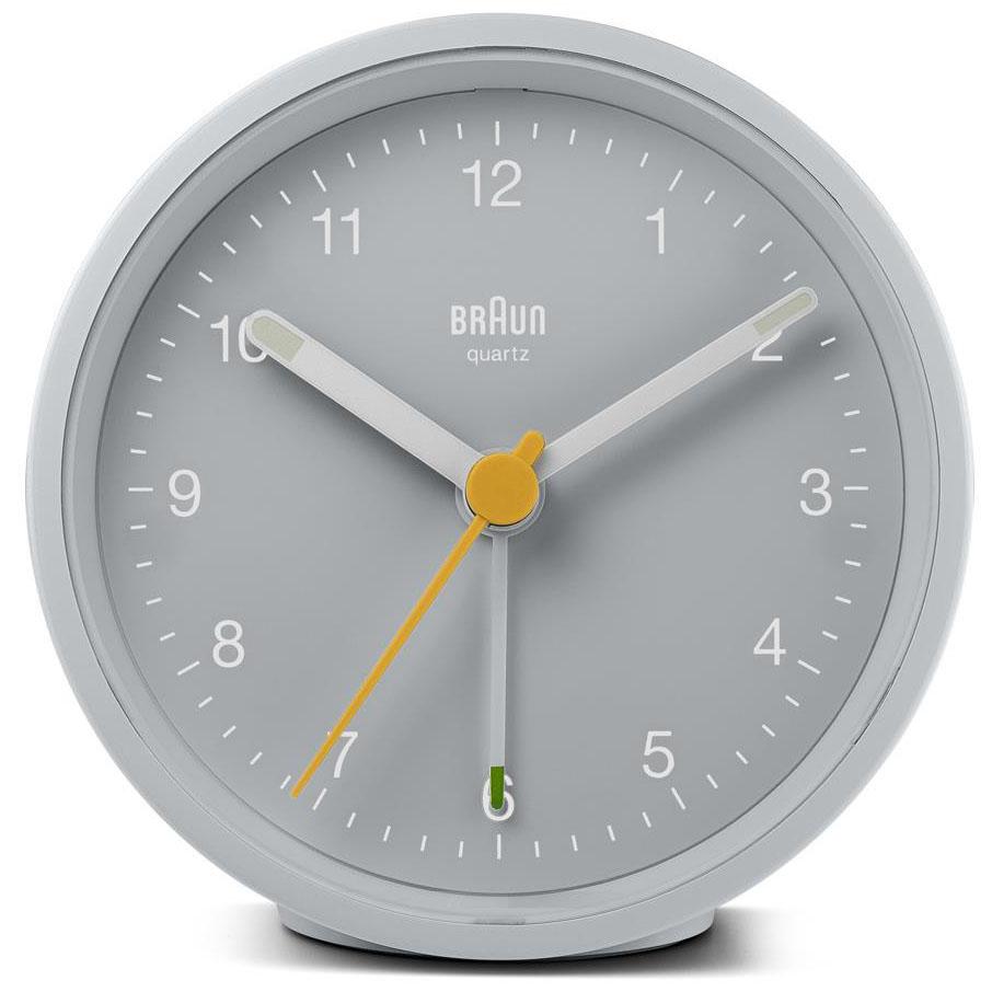 Braun Classic Round Analogue Alarm Clock Black Grey 8cm BC12G 2