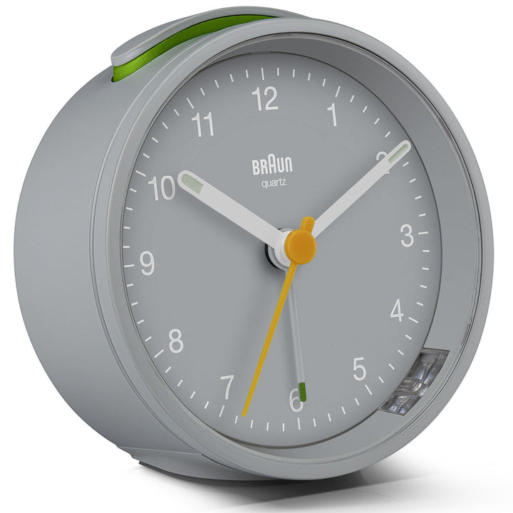 Braun Classic Round Analogue Alarm Clock Black Grey 8cm BC12G 4