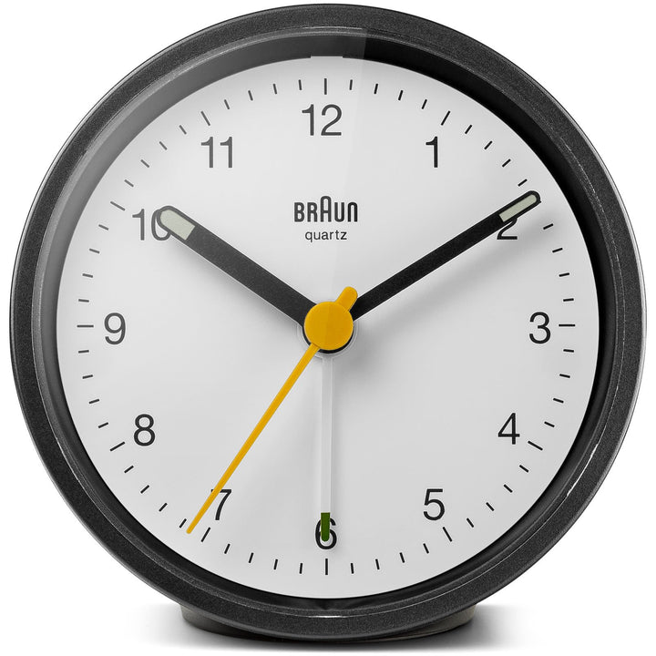 Braun Classic Round Analogue Alarm Clock White Dial White Case 8cm BC12BW 1
