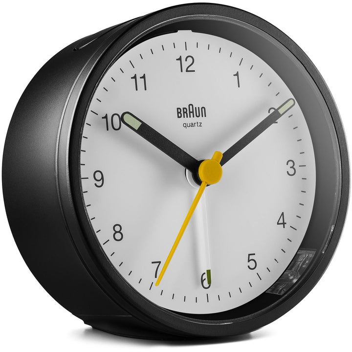 Braun Classic Round Analogue Alarm Clock White Dial White Case 8cm BC12BW 3