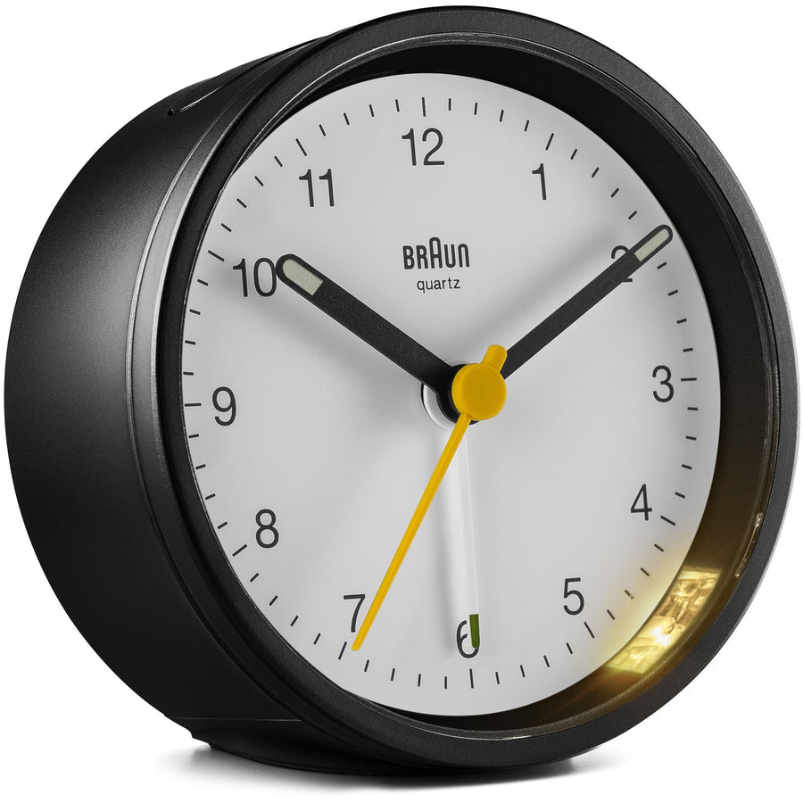 Braun Classic Round Analogue Alarm Clock White Dial White Case 8cm BC12BW 4