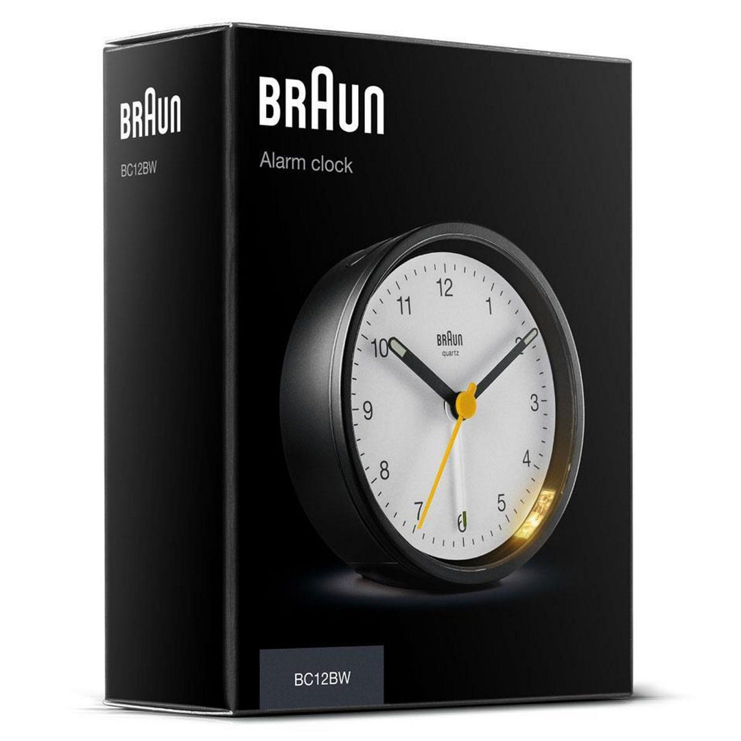 Braun Classic Round Analogue Alarm Clock White Dial White Case 8cm BC12BW 7