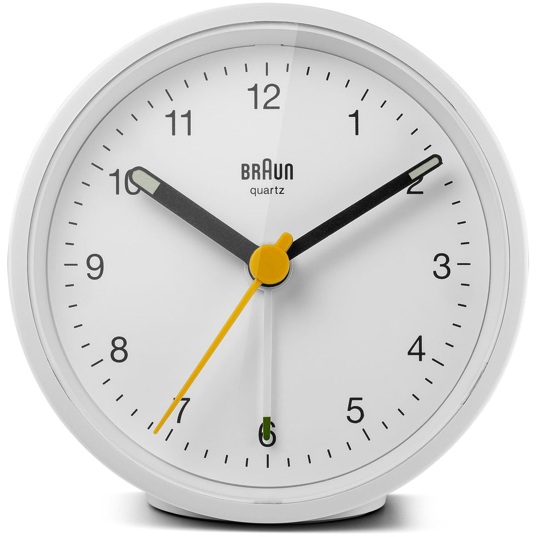Braun Classic Round Analogue Alarm Clock White Dial White Case 8cm BC12W 1