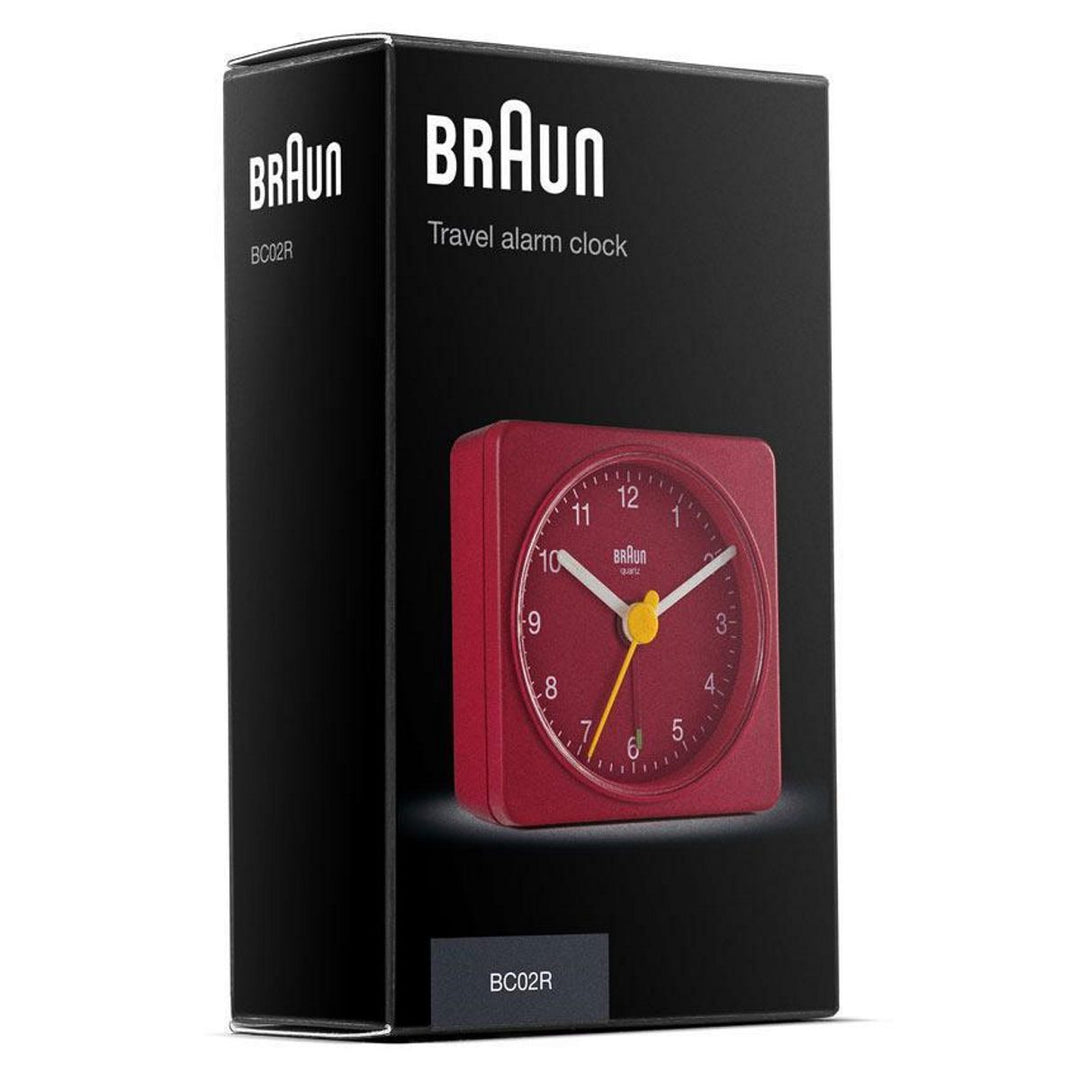 Braun Classic Travel Analogue Alarm Clock Red 6cm BC02R 6