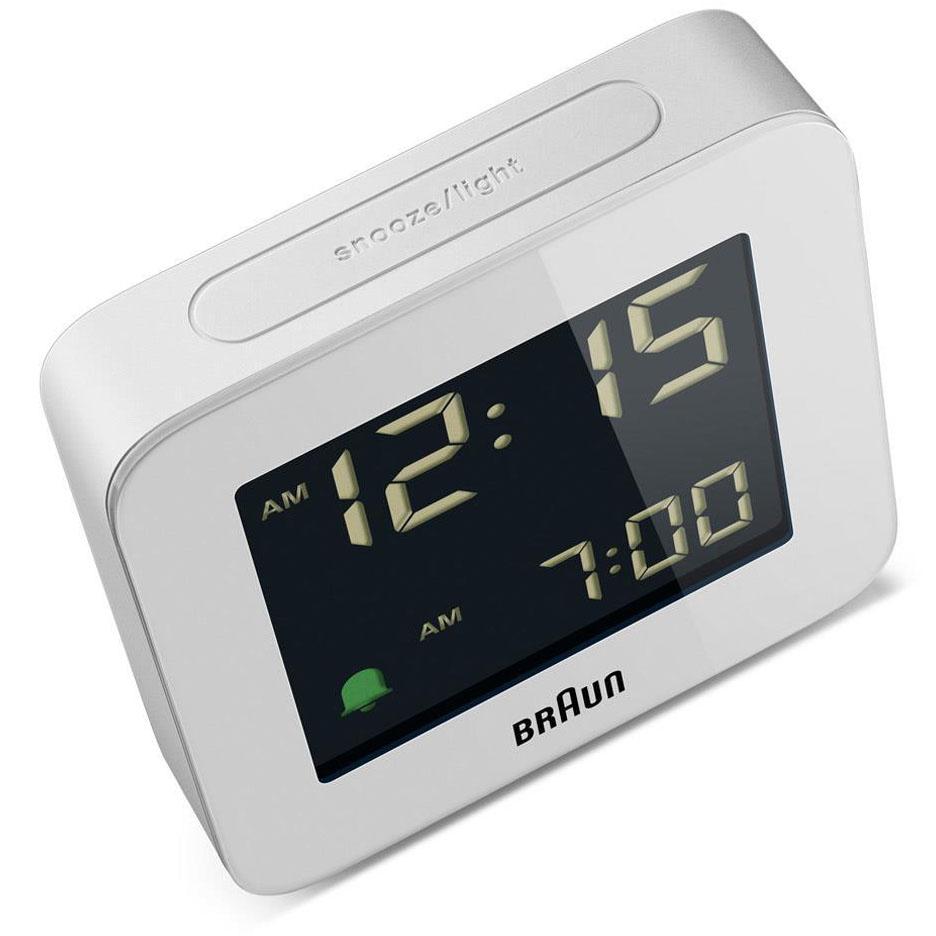 Braun Digital Alarm Clock White 8cm BC09W 8