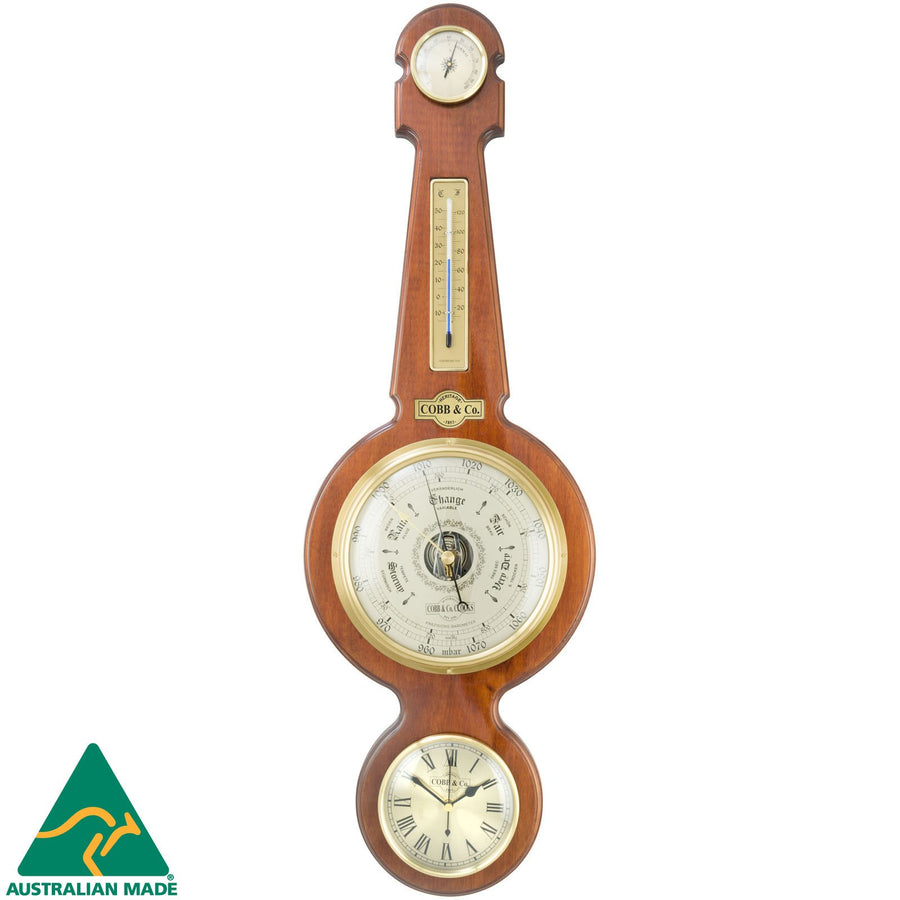 COBB Co Heritage Large Banjo Clock Weather Station Gloss Oak 94cm 66100 1