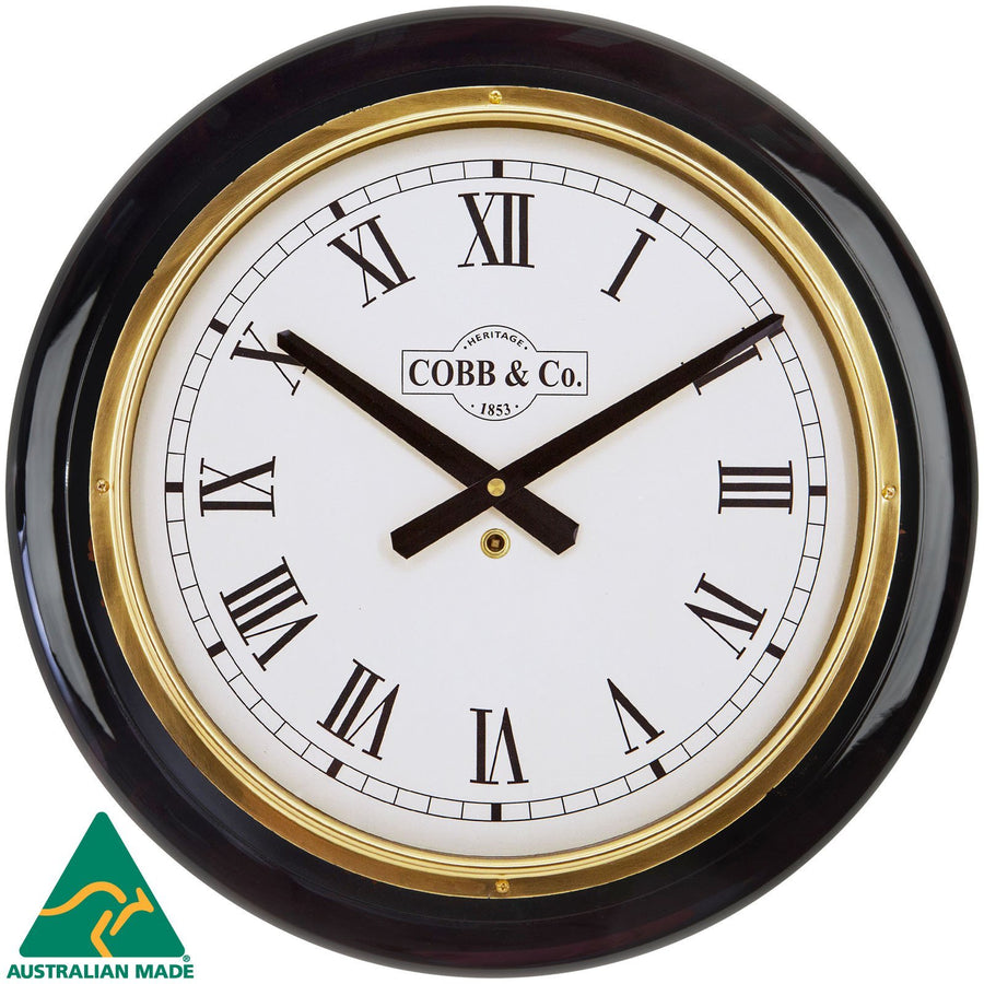COBB Co Heritage Large Railway Wall Clock Gloss Mahogany Roman 40cm 65082 1