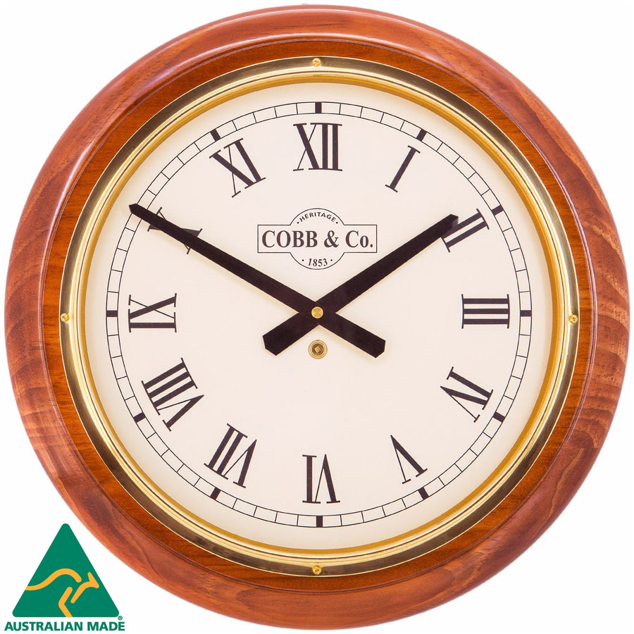 COBB Co Heritage Large Railway Wall Clock Gloss Oak Roman 40cm 65080 1