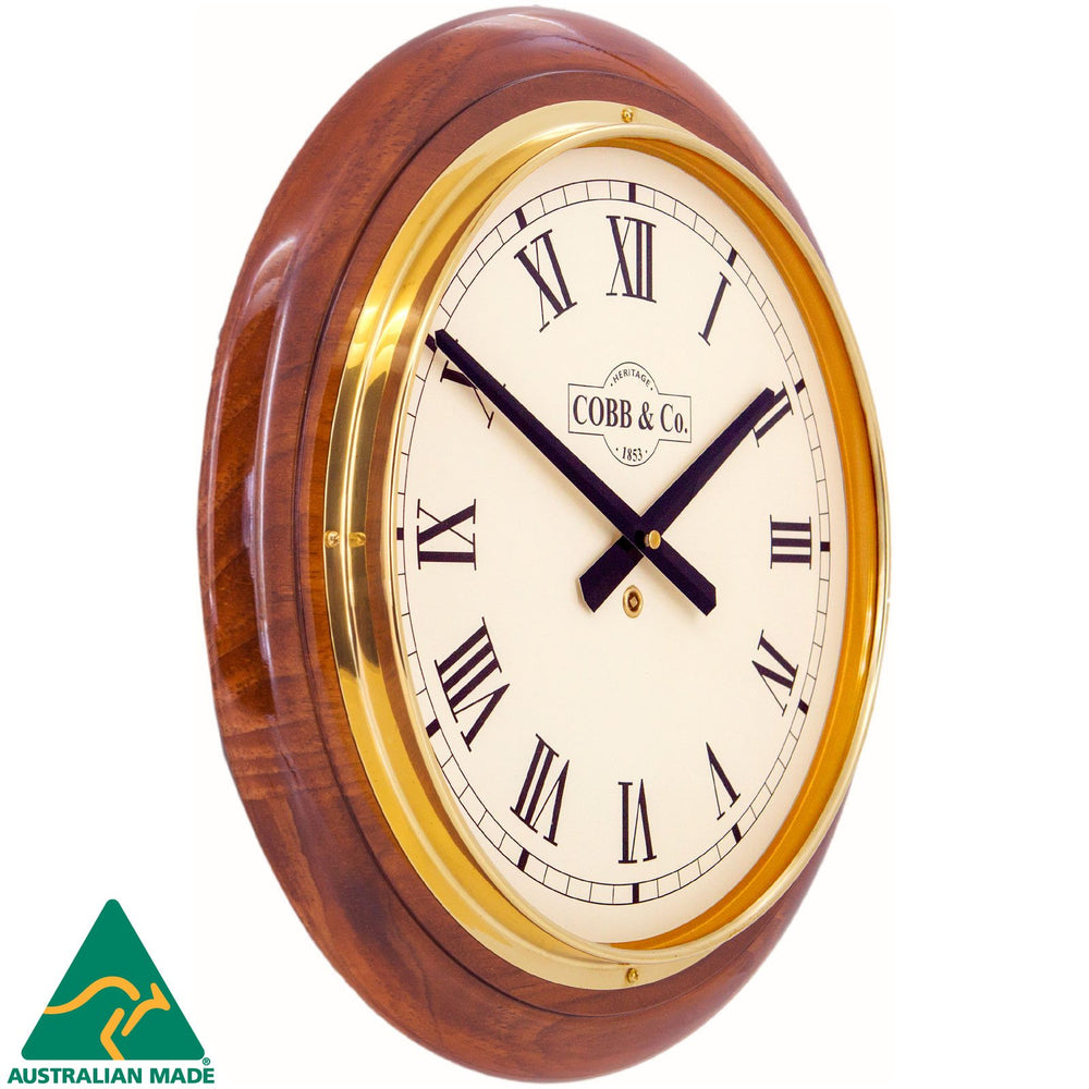 COBB Co Heritage Large Railway Wall Clock Gloss Oak Roman 40cm 65080 2