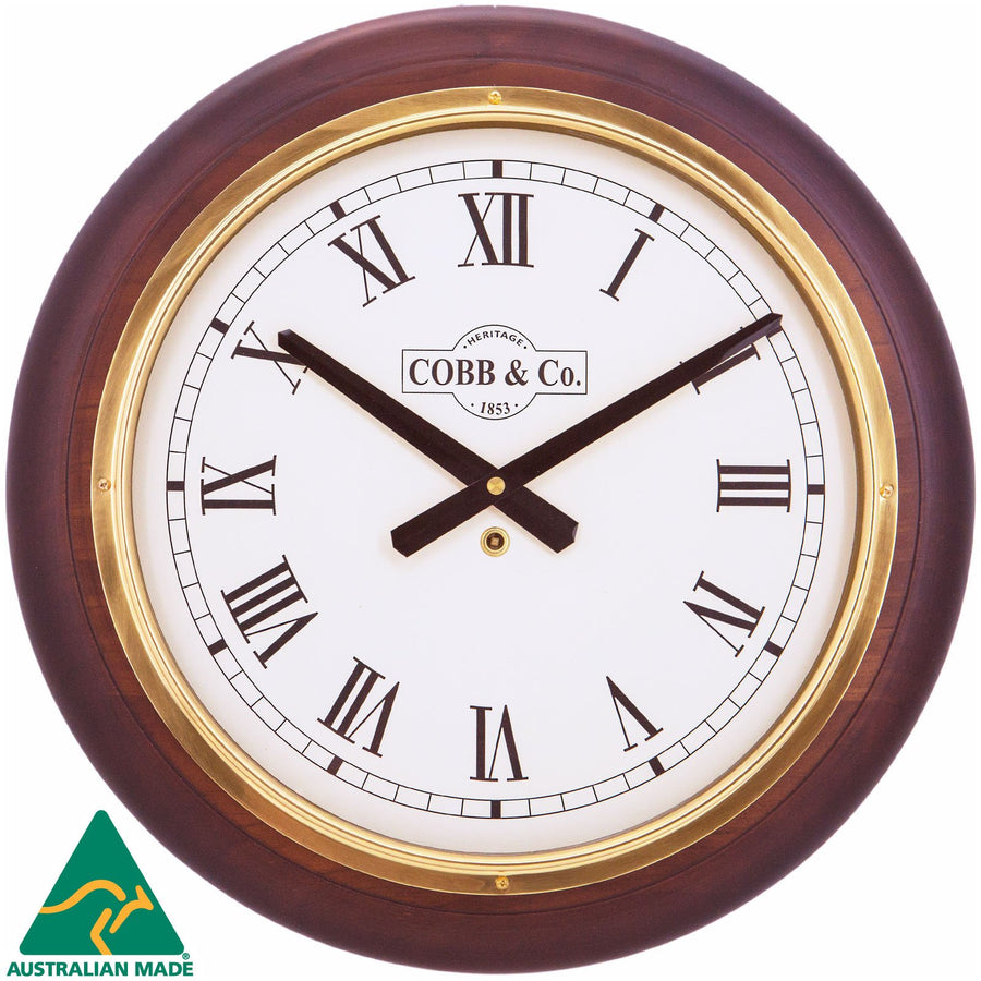 COBB Co Heritage Large Railway Wall Clock Satin Walnut Roman 40cm 65104 1