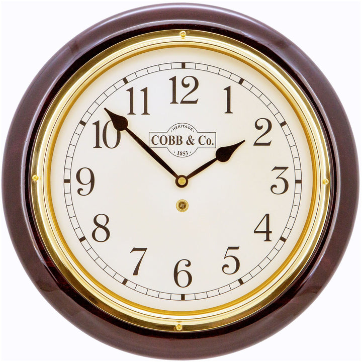 COBB Co Heritage Medium Railway Wall Clock Gloss Mahogany Numbers 32cm 65043 4