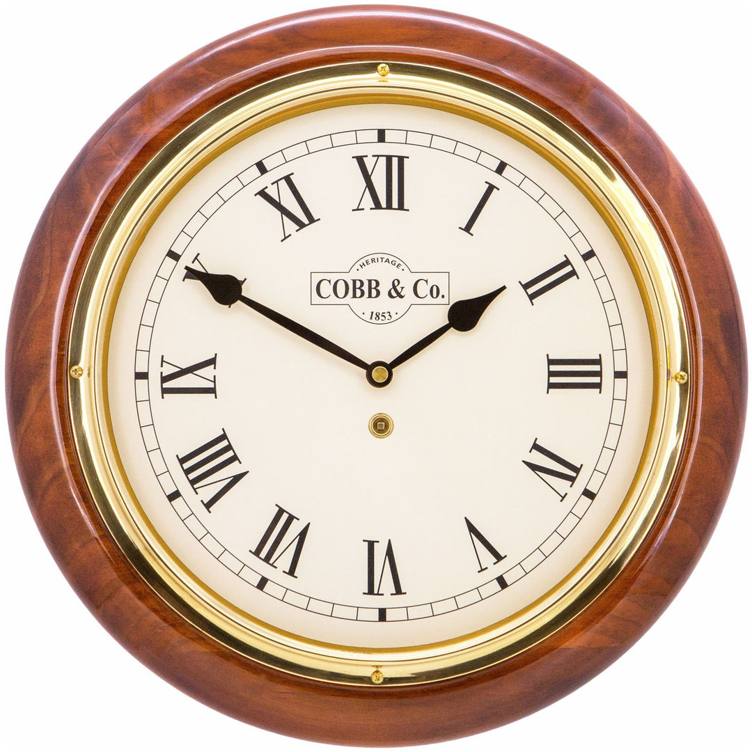 COBB Co Heritage Medium Railway Wall Clock Gloss Oak Roman 32cm 65040 4