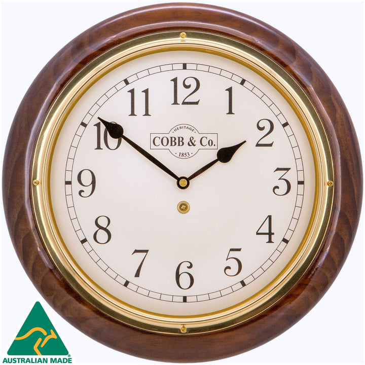 COBB Co Heritage Medium Railway Wall Clock Gloss Walnut Numbers 32cm 65045 1