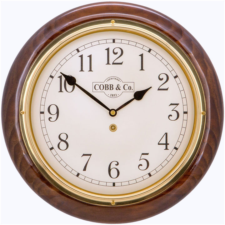 COBB Co Heritage Medium Railway Wall Clock Gloss Walnut Numbers 32cm 65045 4