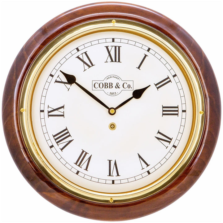 COBB Co Heritage Medium Railway Wall Clock Gloss Walnut Roman 32cm 65044 4