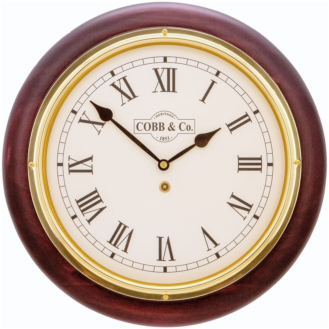 COBB Co Heritage Medium Railway Wall Clock Satin Mahogany Roman 32cm 65067 4