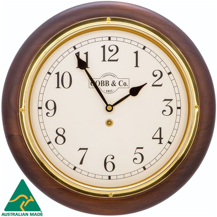 COBB Co Heritage Medium Railway Wall Clock Satin Walnut Numbers 32cm 65070 1