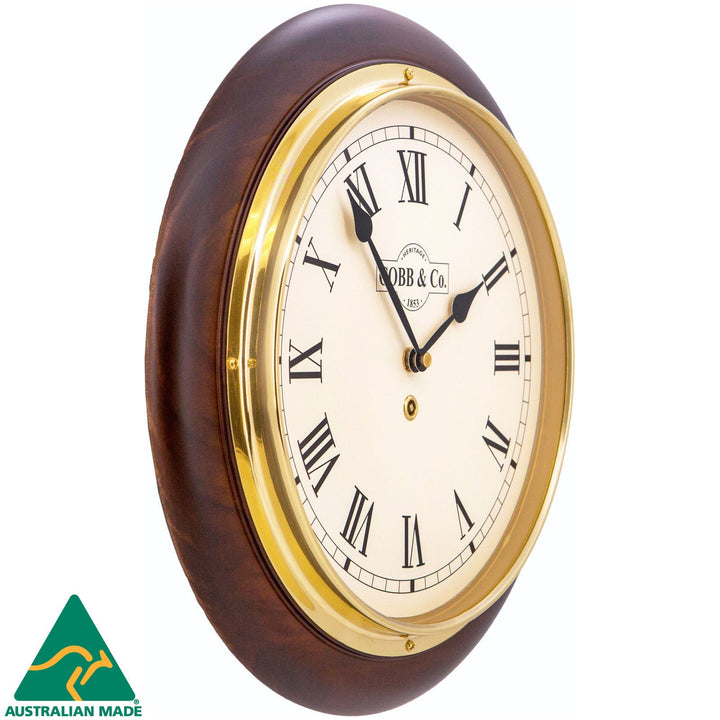 COBB Co Heritage Medium Railway Wall Clock Satin Walnut Roman 32cm 65069 2
