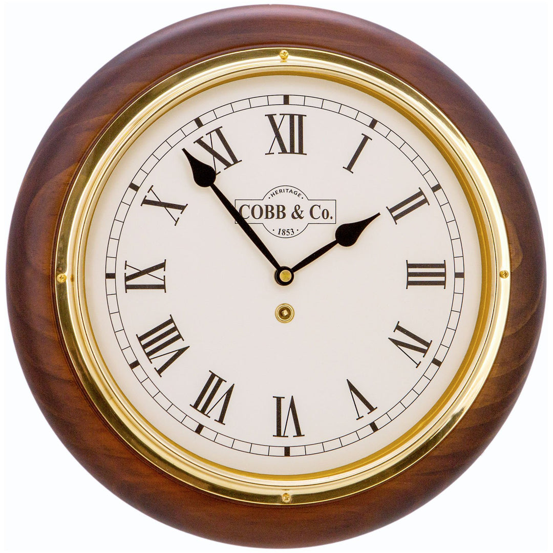 COBB Co Heritage Medium Railway Wall Clock Satin Walnut Roman 32cm 65069 4