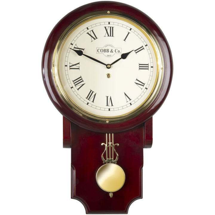 COBB Co Heritage Pendulum Chime Wall Clock Gloss Mahogany Roman 55cm 65122 4