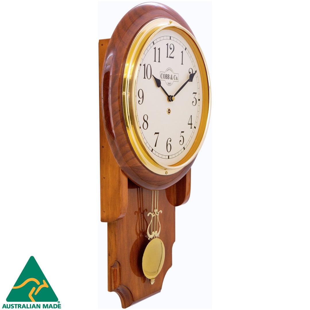 COBB Co Heritage Pendulum Chime Wall Clock Gloss Oak Numbers 55cm 65121 2