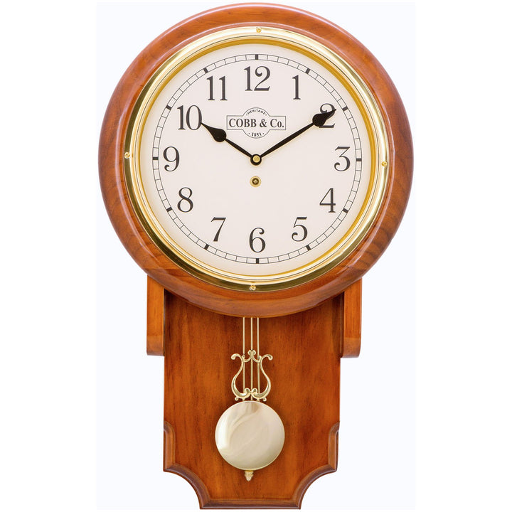 COBB Co Heritage Pendulum Chime Wall Clock Gloss Oak Numbers 55cm 65121 4