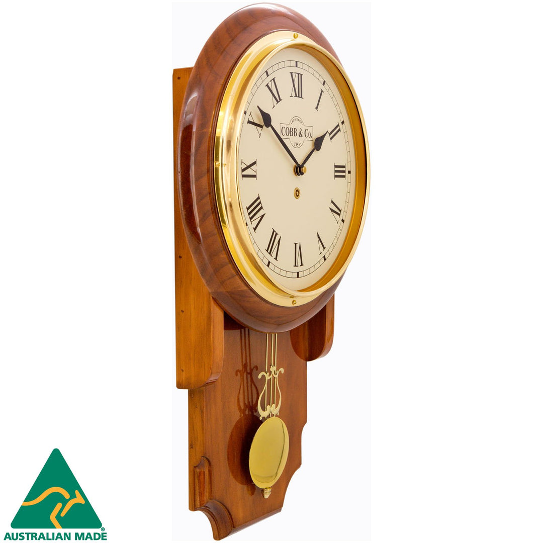 COBB Co Heritage Pendulum Chime Wall Clock Gloss Oak Roman 55cm 65120 2