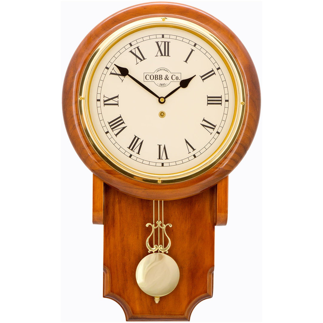 COBB Co Heritage Pendulum Chime Wall Clock Gloss Oak Roman 55cm 65120 4