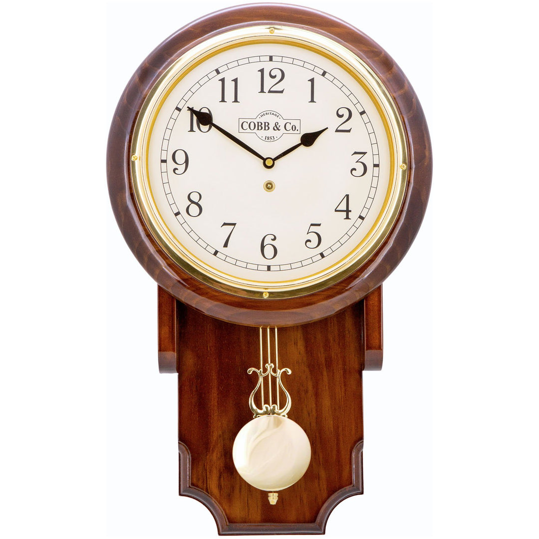 COBB Co Heritage Pendulum Chime Wall Clock Gloss Walnut Numbers 55cm 65125 4