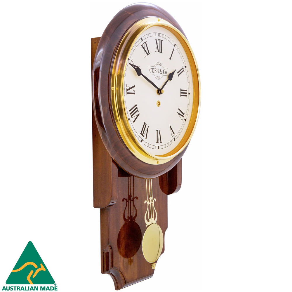 COBB Co Heritage Pendulum Chime Wall Clock Gloss Walnut Roman 55cm 65124 2
