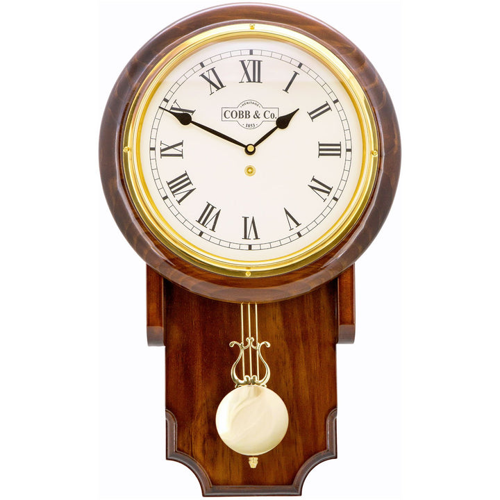 COBB Co Heritage Pendulum Chime Wall Clock Gloss Walnut Roman 55cm 65124 4