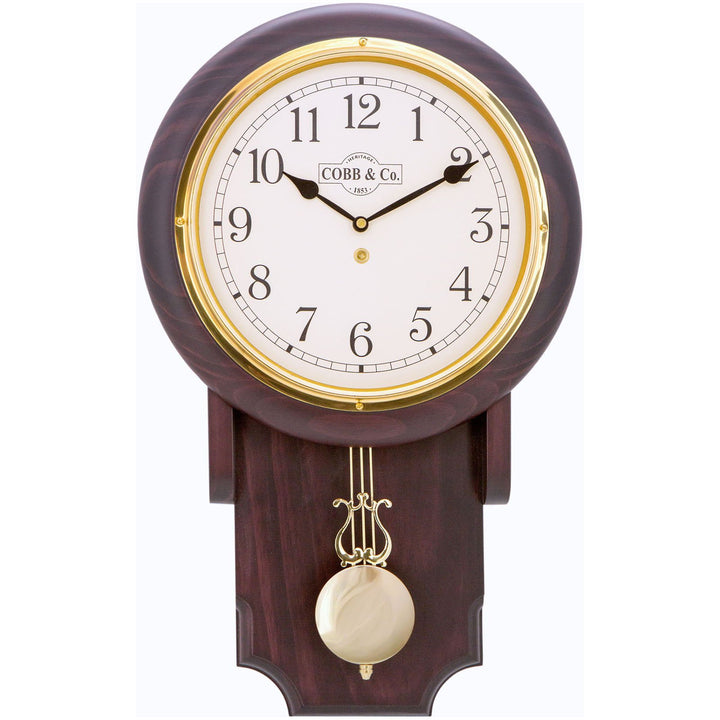 COBB Co Heritage Pendulum Chime Wall Clock Satin Mahogany Numbers 55cm 65147 4