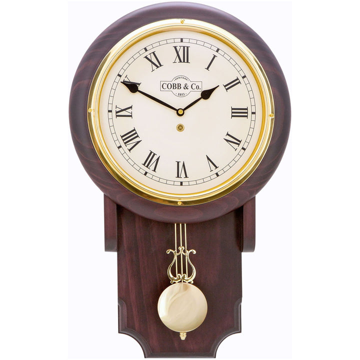 COBB Co Heritage Pendulum Chime Wall Clock Satin Mahogany Roman 55cm 65146 4