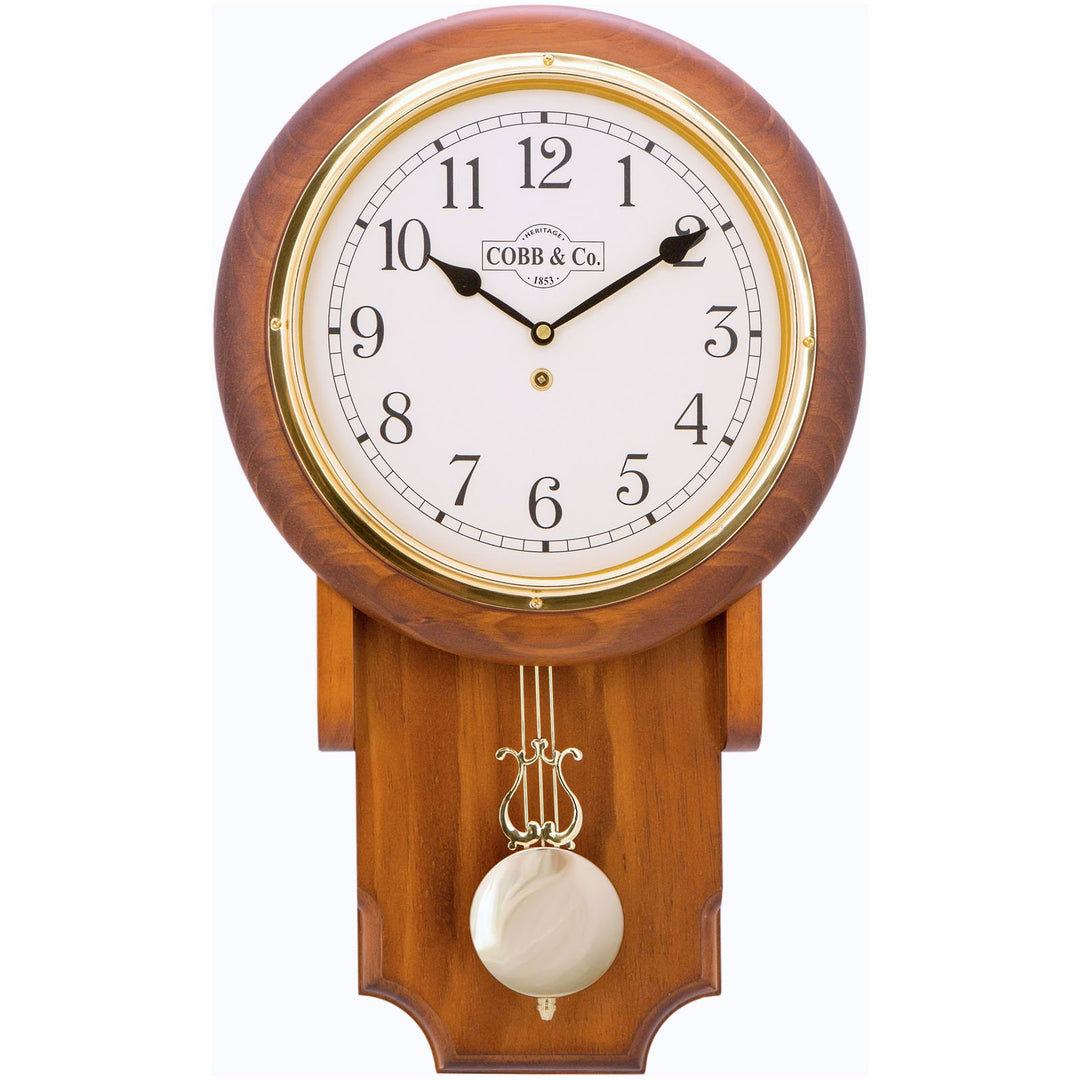 COBB Co Heritage Pendulum Chime Wall Clock Satin Oak Numbers 55cm 65145 4