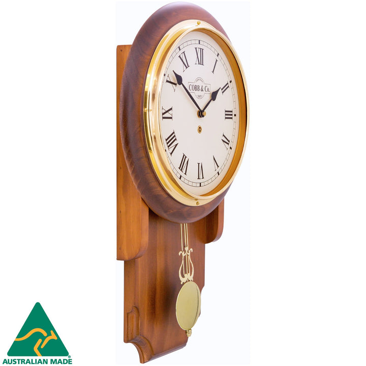 COBB Co Heritage Pendulum Chime Wall Clock Satin Oak Roman 55cm 65144 2