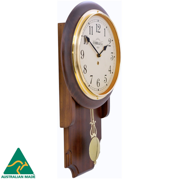 COBB Co Heritage Pendulum Chime Wall Clock Satin Walnut Numbers 55cm 65149 2