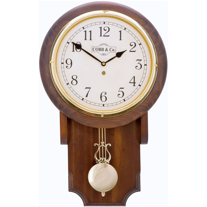 COBB Co Heritage Pendulum Chime Wall Clock Satin Walnut Numbers 55cm 65149 4